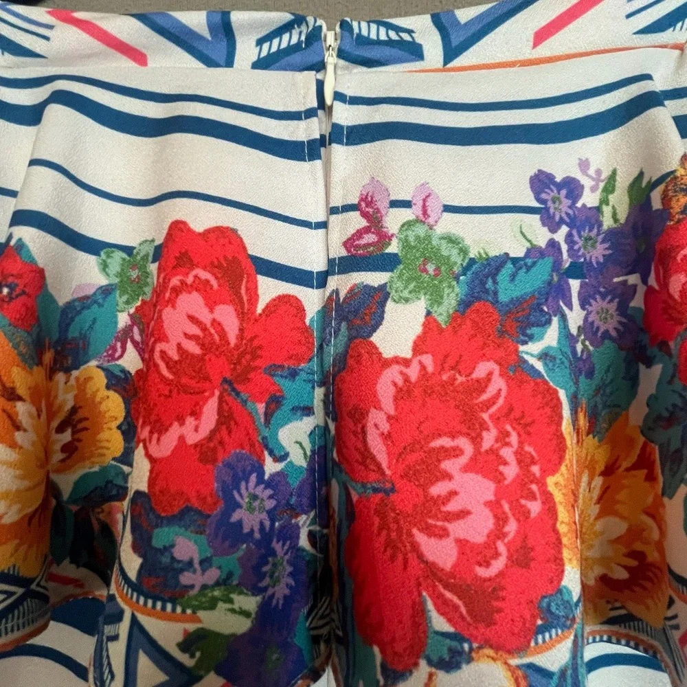Flying Tomato Floral Romper Shorts‎ 1 piece Off Shoulder Striped Summer Outfit S